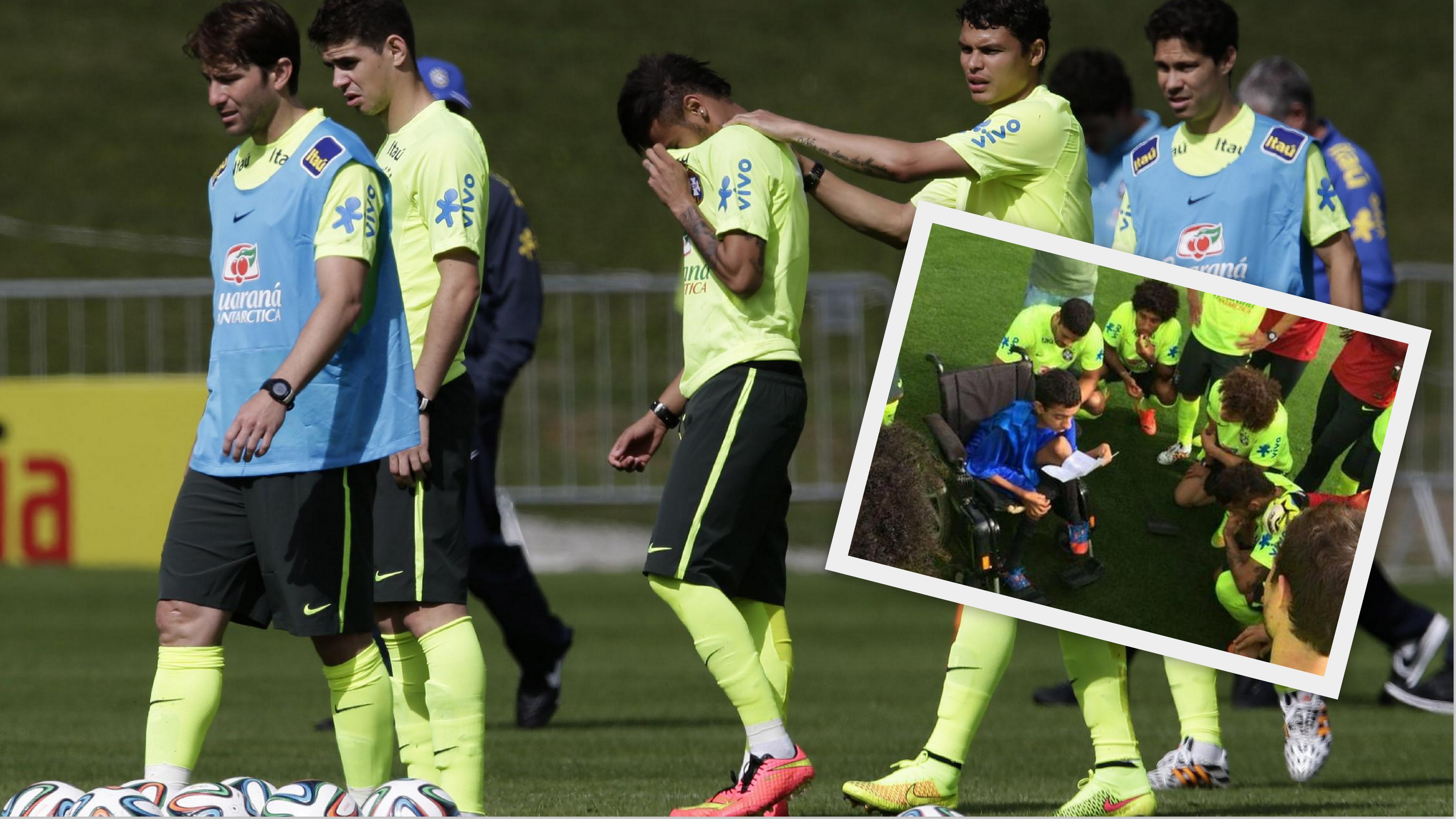 Tréning Brazília_chorý chlapec_Neymar
